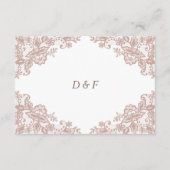 Stoffig roos kant bruiloft behuizing kaart (Achterkant)