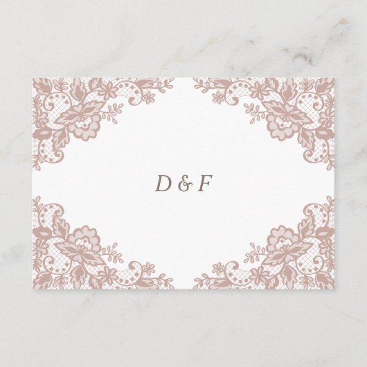 Stoffig roos kant bruiloft behuizing kaart (Achterkant)