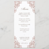 Stoffig roos kant bruiloft menu (Voorkant)