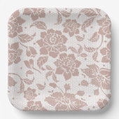 Stoffig roos kant bruiloft papier borden papieren bordje (Voorkant)