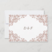 Stoffig roos kant bruiloft rsvp kaart (Achterkant)