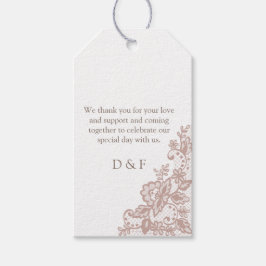 Stoffig roos kant romantische bruiloft cadeaulabel