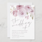 Stoffig Roos Mauve Blush Bloemen Waterverf bruilof Kaart (Voorkant)