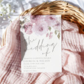 Stoffig Roos Mauve Blush Bloemen Waterverf bruilof Kaart