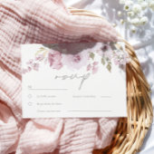 Stoffig Roos Mauve Blush Bloemen Waterverf bruilof RSVP Kaartje