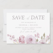 Stoffig Roos Mauve Blush Bloemen Waterverf bruilof Save The Date (Voorkant)