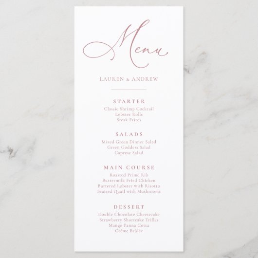Stoffig Roos Minimalistisch Eenvoudig Platte Menu (Voorkant)