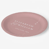 Stoffig Roos Modern minimalistisch monogram bruilo Papieren Bordje (Gekanteld)