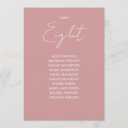 Stoffig Roos Moderne Zitting Grafiek Tafelnummer (Achterkant)