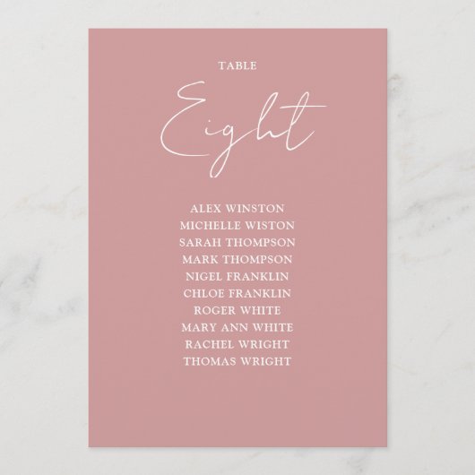 Stoffig Roos Moderne Zitting Grafiek Tafelnummer (Voorkant)