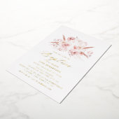 Stoffig roos pampas bloemenkruisdoop folie uitnodiging (Gedraaid)