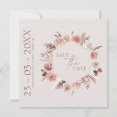 Stoffig Roos Pampas Boho Bewaar de datum Save The Date (Voorkant)