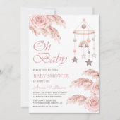 Stoffig Roos Pampas Boho Rainbow Baby shower Kaart (Voorkant)