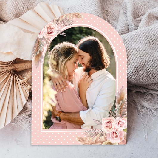 Stoffig Roos Pampas Grass Arch Wood Vrijgezellenfe Kaart