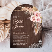 Stoffig Roos Pampas Grass Arch Wood Vrijgezellenfe Kaart