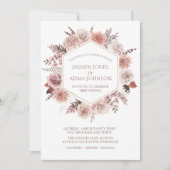 Stoffig Roos Pampas Grass Boho Wedding Kaart (Voorkant)