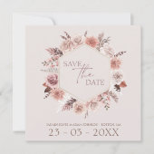 Stoffig Roos Pampas Grass Krans Bewaar de datum Save The Date (Voorkant)