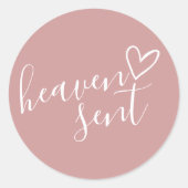 Stoffig Roos Pink Heaven Verzonden Baby shower Ronde Sticker (Voorkant)