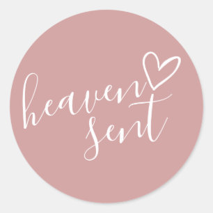 Stoffig Roos Pink Heaven Verzonden Baby shower Ronde Sticker
