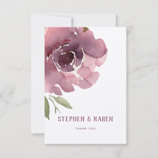 Stoffig Roos pioen elegante bruiloft bedankkaart (Voorkant)