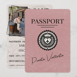 Stoffig Roos Puerta Vallarta Passport Bewaar de da Save The Date
