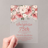 Stoffig Roos Red Cream Waterverf Floral Surprise 7 Acryl Uitnodigingen (Insitu (Draagbaar))