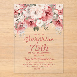 Stoffig Roos Red Cream Waterverf Floral Surprise 7 Acryl Uitnodigingen