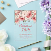 Stoffig Roos Red Cream Waterverf Floral Surprise 7 Acryl Uitnodigingen (Insitu (Huwelijk))