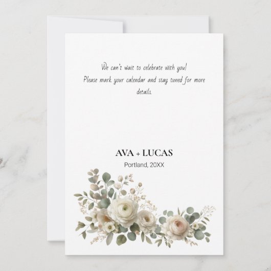 Stoffig Roos Romantische Bloemen Save the Date Kaa (Achterkant)