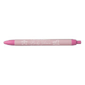 Stoffig Roos Roze Baby shower Gepersonaliseerd Zwarte Inkt Pen (Voorkant)