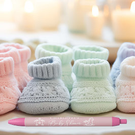 Stoffig Roos Roze Baby shower Gepersonaliseerd Zwarte Inkt Pen
