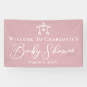 Stoffig Roos Roze Baby shower Gepersonaliseerde Pa Spandoek (Horizontaal)