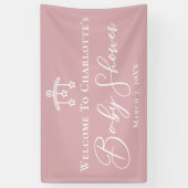 Stoffig Roos Roze Baby shower Gepersonaliseerde Pa Spandoek (Verticaal)