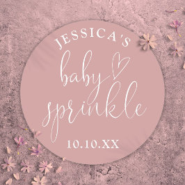 Stoffig Roos Roze Baby Sprinkle Shower Favoriet Ronde Sticker