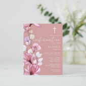 Stoffig Roos Roze Bloemen Bevestigingsuitnodiging Briefkaart (Staand voorkant)