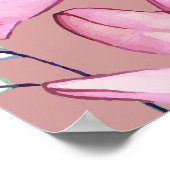 Stoffig Roos Roze Bloemen Heilig Avondmaal Welkoms Poster (Hoek)