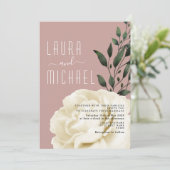 Stoffig Roos Roze Bloemen Huwelijksuitnodiging Kaart (Staand voorkant)