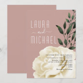 Stoffig Roos Roze Bloemen Huwelijksuitnodiging Kaart (Voorkant / Achterkant)