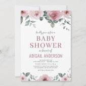 Stoffig Roos Roze Bloemen Waterverf Baby shower Kaart (Voorkant)