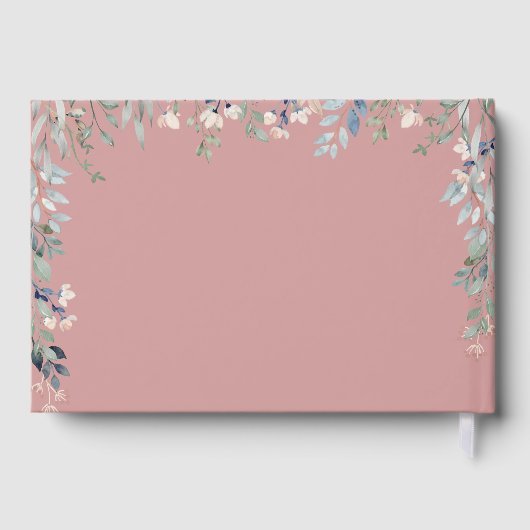 Stoffig Roos Roze Bloemen Wildflowers Cascade Wedd Gastenboek (Achterkant)