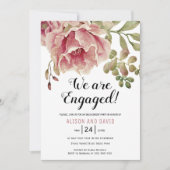 Stoffig roos roze bloemenbruiloft verlovingsfeest kaart (Voorkant)