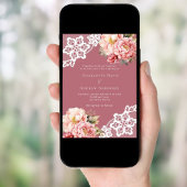 Stoffig roos roze bloemenkant luxe bruiloft kaart