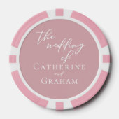 Stoffig Roos Roze bruiloft gepersonaliseerd Poker Chips (Voorkant)
