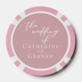 Stoffig Roos Roze bruiloft gepersonaliseerd Poker Chips (Achterkant)
