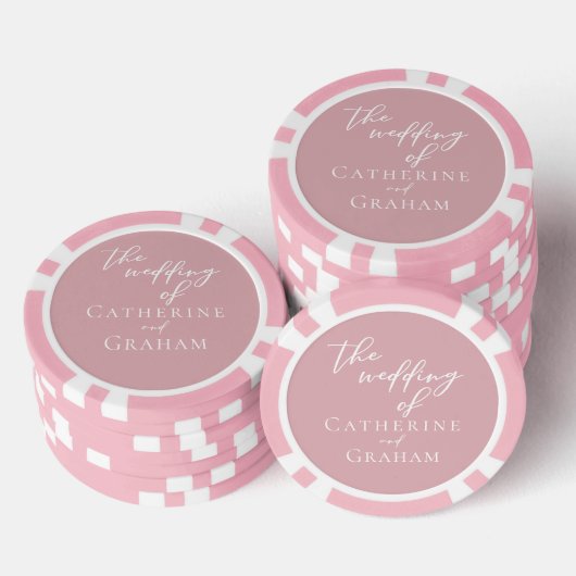 Stoffig Roos Roze bruiloft gepersonaliseerd Poker Chips (Opstapeling)