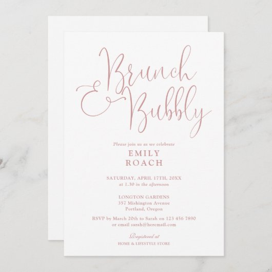 Stoffig Roos roze brunch en bubbelig Vrijgezellenf Kaart (Voorkant / Achterkant)