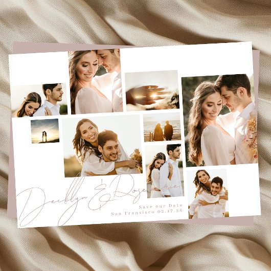 Stoffig Roos Roze Collage Multi Foto Save The Date