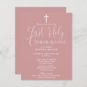 Stoffig Roos Roze Eerste Heilige Communie Bewaar d Briefkaart (Voorkant / Achterkant)