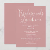 Stoffig Roos Roze Elegante Bruidsmeisjes Luncheon Kaart (Voorkant / Achterkant)