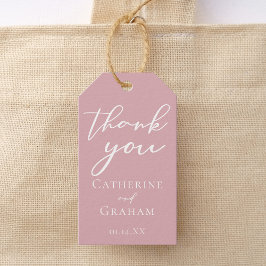 Stoffig Roos Roze Gepersonaliseerde Romantische Hu Cadeaulabel